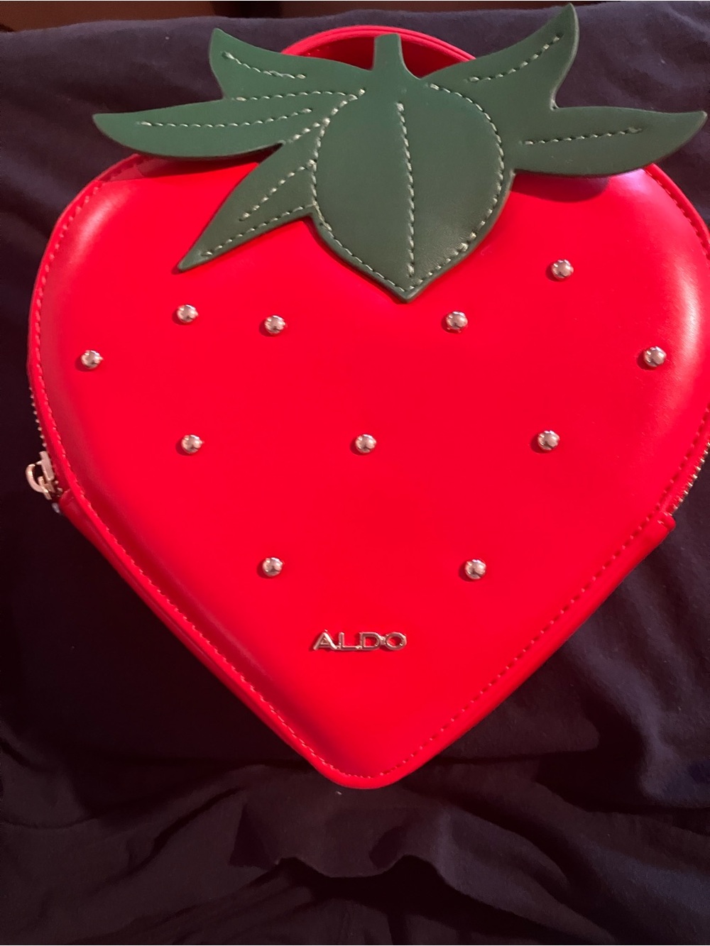 ALDO Red Strawberry Crossbody with Green Leaf Accent